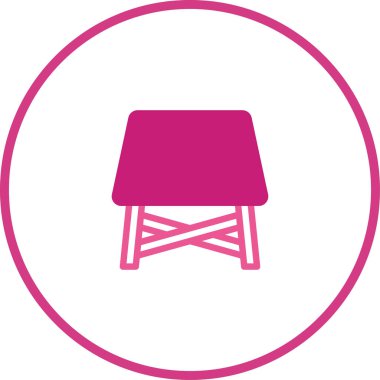 Minimalist tasarımı olan canlı pembe bir tabure çizimi. Modern iç tasarım projeleri ve grafik elementler için ideal.