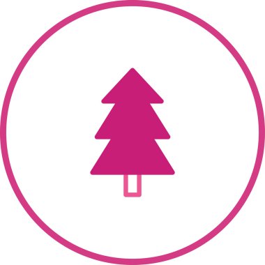 Beyaz arka planda izole edilmiş pembe noel ağacı ikonu vektörü. Noel, tatil ve yeni yıl tasarımları için mükemmel..