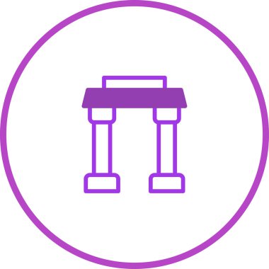 Japon kültürünü ve mimarisini temsil eden dairedeki bir torii kapısının minimalist mor çizimi. Gelenek ve maneviyatı sembolize eder.