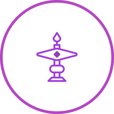 Bu resimde, dairesel bir sınırla çevrili geleneksel bir gaz lambası çizimi, zarafet ve kültürel önem taşıyor..