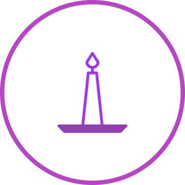 Çemberin içinde bir minimalist mor mum ikonu. Kutlama, maneviyat, barış veya rahatlama temalarını iletmek için mükemmel. Temiz, modern tasarım onu çeşitli uygulamalar için çok yönlü hale getiriyor..