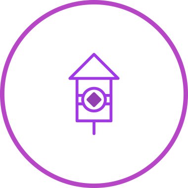 Bir kuş evinin basit ve modern mor çizgi sanat simgesi, logolar, simgeler ve çizimler için mükemmel..