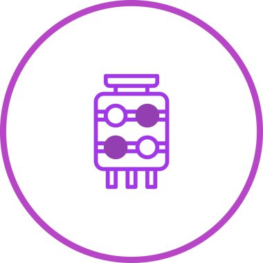 Basit, biçimlendirilmiş mor bir devre simgesi, ağ, uygulama veya yazdırma için uygun. Tasarım modern teknoloji ve dijital yeniliği somutlaştırır..