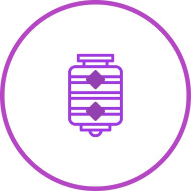 Çember arkaplandaki mor fener vektör çizimi modern ve minimalist bir dekoratif nesne yaratıyor. Tasarım ögeleri veya sanat projeleri için mükemmel.