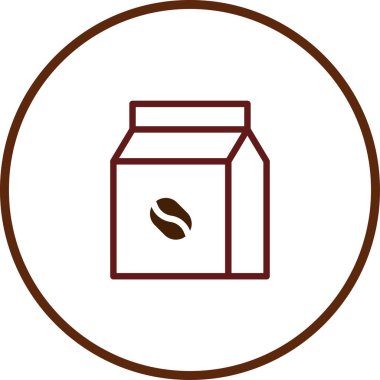 Kahverengi bir hatla çevrelenmiş minimalist bir kahve paketleme ikonu. Tasarım basit ve zarif, markalaşma veya grafik tasarımı için mükemmel..