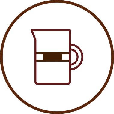 Bir sürahinin minimalist çizimi. Tasarım basit çizgiler ve şekiller içerir, kahverengi çember kenarlığı içinde bir renk paleti ile