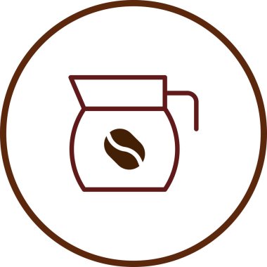 Bir kahve demliği simgesinin minimalist vektör çizimi, temiz beyaz arka planda kahverengi bir ana hatla, tasarım projeleri için mükemmel..