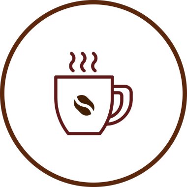 Kahve çekirdeği ile bir kahve fincanı simgesinin minimalist vektör çizimi, web siteleri, menüler veya markalaşma için mükemmel..