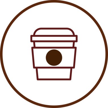 Kahve fincanının minimalist kahverengi bir simgesi. Kafe markası, menü tasarımı ya da kahve ile ilgili içeriği göstermek için mükemmel..