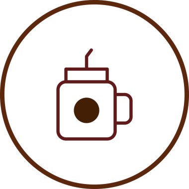 Minimalist tarzda tasarlanmış pipetli basit bir kahverengi kahve kupası ikonu. İçeceğe ilişkin içeriği ve daha fazlasını göstermek için mükemmel.