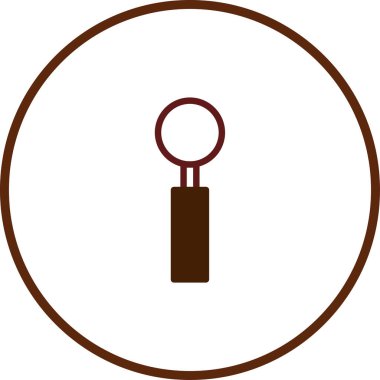 Diş aynasının beyaz arka plana karşı minimalist bir çizimi. Kahverengi bir çemberin içine gizlenmiş. Tıbbi amaçlar için harika..