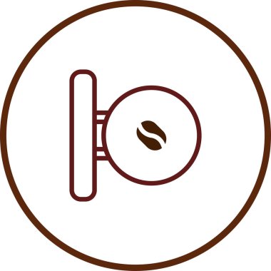 Kahve çekirdeği sembollü minimalist bir kahve dükkanı simgesi. Marka ve promosyon malzemeleri için mükemmel. Logo ve kafe dekorasyonu için uygun vektör tasarımı.