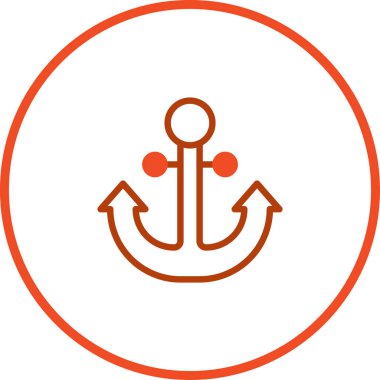 Deniz dokunuşu gerektiren deniz temaları, markalaşma veya grafik tasarım projeleri için mükemmel dairesel çerçevede kaplanmış temiz ve basit bir çapa simgesi.