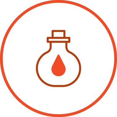 Eczacı iksiri şişesinin temiz, minimalist vektör çizimi. Düşen bir sıvı damlasını ana hatlarıyla özetliyor, beyaz bir arkaplana göre ayarlanıyor. Sağlık, bilim ve klasik tasarımlar için mükemmel..