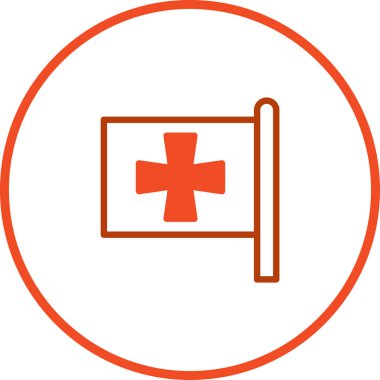 Tıbbi ve sağlık hizmetleri kavramları için ilk yardım bayrağının vektör çizimi. Çeşitli sağlık hizmetleri tasarımları için kullanılabilir..