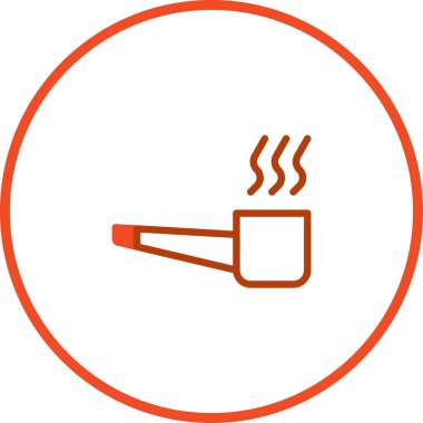 Beyaz arka planda kırmızı bir daire şeklinde sarılı dumanlı sigara piposunun vektör çizimi.