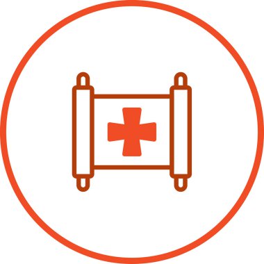 Çemberin içinde bir haç, bir dijital simge tasarımı içeren turuncu bir parşömen. Basit ve zarif bir tasarım. Çeşitli projeler için kullanılabilir