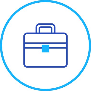 Profesyonellik ve kariyerle ilgili temaları iletmek için mükemmel bir iş çantası içeren temiz, modern bir vektör ikonu. Basit tasarım dairesel bir sınırda..