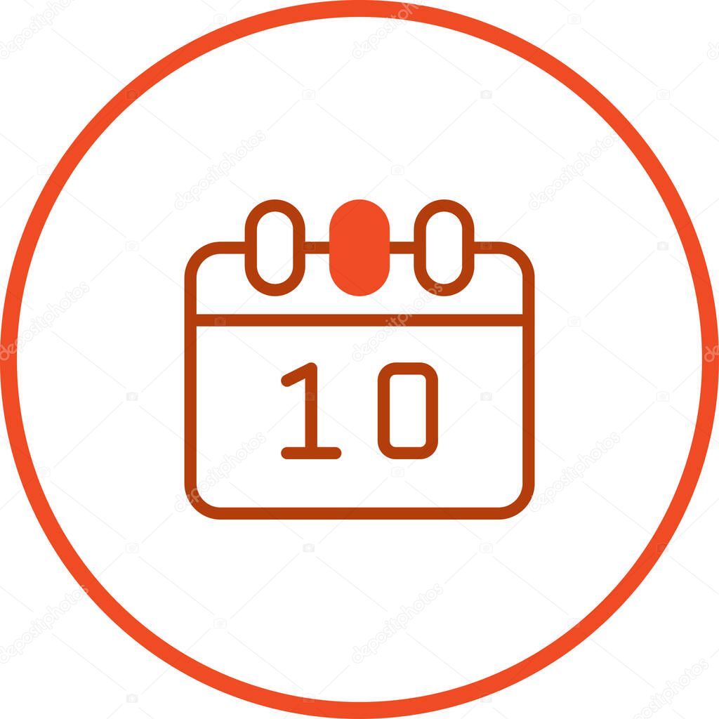 A minimalist line art calendar icon representing the tenth day of the month, ideal for use in web design, user interfaces, and graphic design projects.