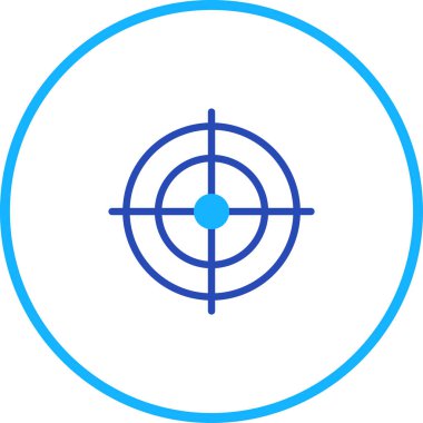 Minimalist ve temiz bir hedef simgesi, hassasiyeti, odaklanmayı ve başarıyı sembolize ediyor. Stratejik doğruluk gerektiren iş ve pazarlama kavramları için ideal.
