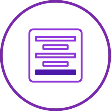 Kullanıcı arayüzü tasarımı için mükemmel olan ana hat biçiminde bir mor metin hizalama simgesi web tasarımı, uygulamaları ve grafik çalışmalarında kullanılabilir