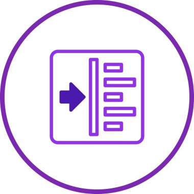 Mor çizgiler ve daire şeklinde veri aktarma simgesi. Kusursuz aktarım ve bilginin bütünleşmesini temsil eder. Sunumlar veya web grafikleri için uygun.