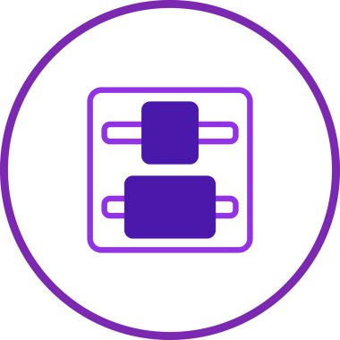 Beyaz arkaplandaki sürgülü kontrol paneli arayüzünün basit mor vektör çizimi. Grafik tasarımları, ui veya web tasarımı için kullanılabilir.