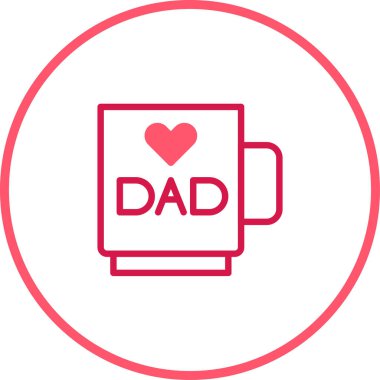 Babalar Günü kartları ya da dekorasyonları için mükemmel bir kalp ve bir kupanın basit bir grafiği..