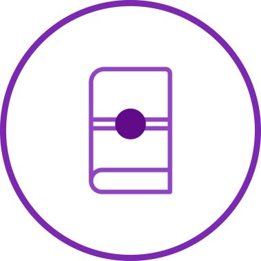 Mor bir çemberin içinde basit ve zarif bir kitap ikonu. Okuma, eğitim veya bilgiyi temiz ve modern bir dizaynda temsil etmek için mükemmel..