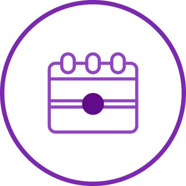 Basit bir tasarıma sahip asgari mor takvim simgesi, web siteleri ve uygulamalardaki zamanlama, hatırlatıcılar ve olay planlama bağlamlarında kullanım için mükemmel.