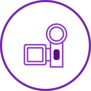 Bir dairenin içine gizlenmiş mor bir kamera ikonunun basit, minimalist bir çizimi. Çeşitli tasarım projelerine yaratıcılık ve modernlik katmak için mükemmel..