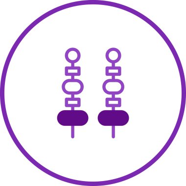 Çağdaş ve minimalist bir tasarımla ızgara, yemek ya da mutfak temalarını temsil etmek için mükemmel iki şiş içeren parlak bir mor simge..