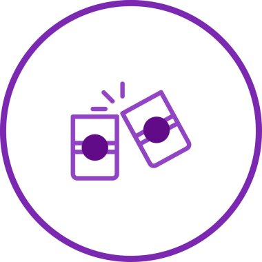 İki içecek kutusunun birbirine vurduğu minimalist bir illüstrasyon. Kutlamayı, arkadaşlığı temsil ediyor ve bir partide ferahlatıcı bir içkinin keyfini çıkarıyor..