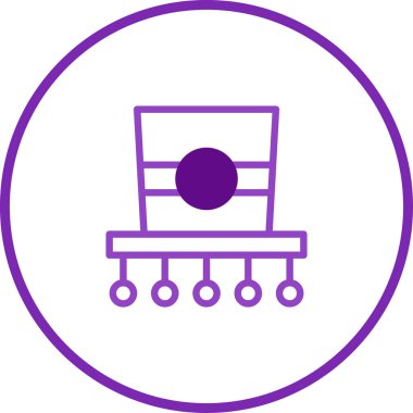 Mor minimalist bir ikon. Şekil verilmiş bir cisim. Daire şeklinde çevrili. Web ya da mobil uygulamalar için uygun basit tasarım.