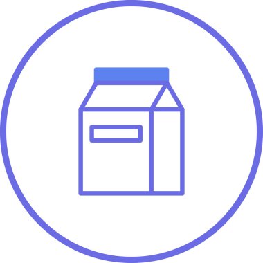 Süt ürünleri illüstrasyonu veya grafik tasarım projeleri için uygun bir süt kutusunun mavi ana hatlı simgesi.