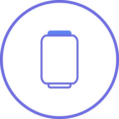 Minimalist bir illüstrasyon mavi dairesel çerçevenin içinde şekillendirilmiş bir kavanoz şeklini içerir, temiz ve modern bir estetik sunar..