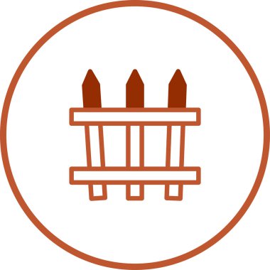 Çizgi tasarım projeleri için uygun dairesel bir sınırın içindeki ahşap çitin basit bir çizimi.