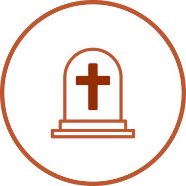 Çemberin içinde basit bir mezar işareti, anıtın, mezar taşının, ölümün ve dini kavramların sembolü..