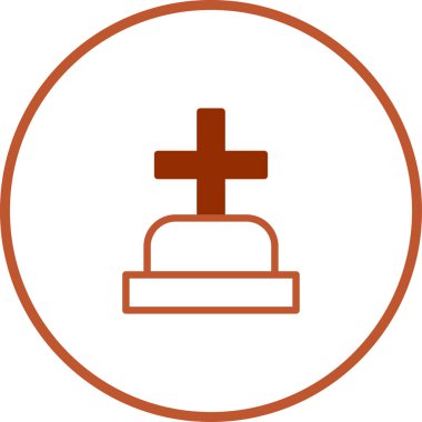 Çemberde haçı olan bir mezar taşının basit grafik simgesi. Anma töreni veya tarihi temalar için uygun ölüm, yas ve anma.