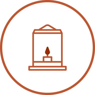 Kahverengi bir çizim çemberin içinde mum olan bir feneri gösteriyor. Görüntü basitliği ve huzurlu bir atmosferi çağrıştırıyor..