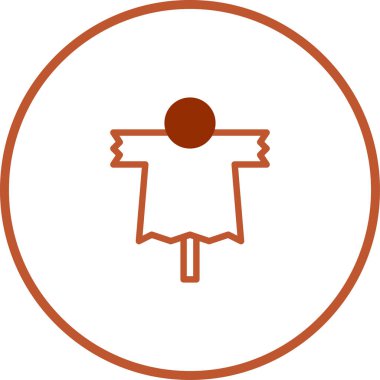 Çember içinde minimalist bir korkuluk ikonu. Sonbahar ve Cadılar Bayramı temalı tasarımlar için mükemmel. Tatil süslemeleri için uygun bir köy cazibesi taşır..