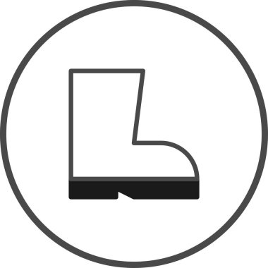 Çemberin içinde güvenlik botu tasviri, koruma, endüstriyel ekipman ve işyeri güvenliğini sembolize ediyor, çeşitli kullanımlar için basit bir tasarım..