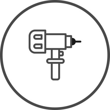 Koyu gri bir çemberin içinde elektrikli matkap kullanan minimalist bir simge. Bu resim en iyi inşaat ve iş amaçlı kullanılır..