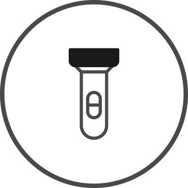 Çember şeklinde basit bir siyah beyaz fener ikonu, modern, minimalist bir tasarıma sahip. Tasarım ihtiyaçlarınız için en iyisi.