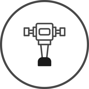 Sondaj sondaj teçhizatını gösteren minimalist bir simge. Endüstriyel, teknolojik ve mühendislik tasarımları için uygun. Vektör biçimi, temiz ve basit.