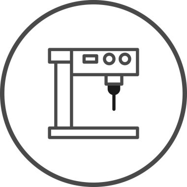 Bir minimalist tasvirde, atölye ve imalat ortamları içindeki imalat, kesinlik ve teknolojik uygulamaları sembolize eden bir endüstriyel matkap makinesi tasvir ediliyor..