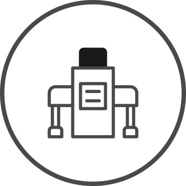 Basit bir ikon çizimi endüstriyel bir makine tasvir ediyor. Teknik tasarım, endüstriyel içerik ya da teknolojik kavramları modern bir şekilde resmetmek için mükemmel..