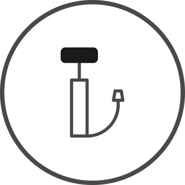 Temiz çizgiler ve aracın net bir temsili ile minimalist bir şekilde betimlenmiş, bir bisiklet pompasının temiz ve basit bir vektör gösterimi.