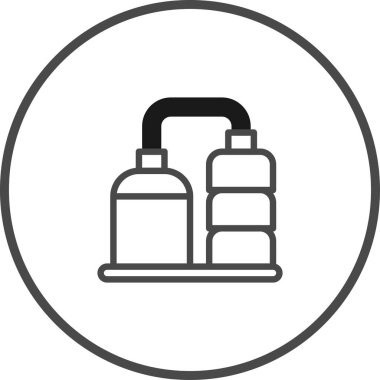 Rafineri ya da endüstriyel fabrikanın temiz bir çizimi. Endüstriyel sektörde simge ya da logo olarak kullanmak için mükemmel.