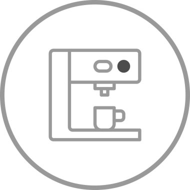 Kahve makinesi ikonunun minimalist bir çizimi. Temiz çizgiler, modern bir tasarım, içecekleri veya aletleri temsil etmek için ideal..